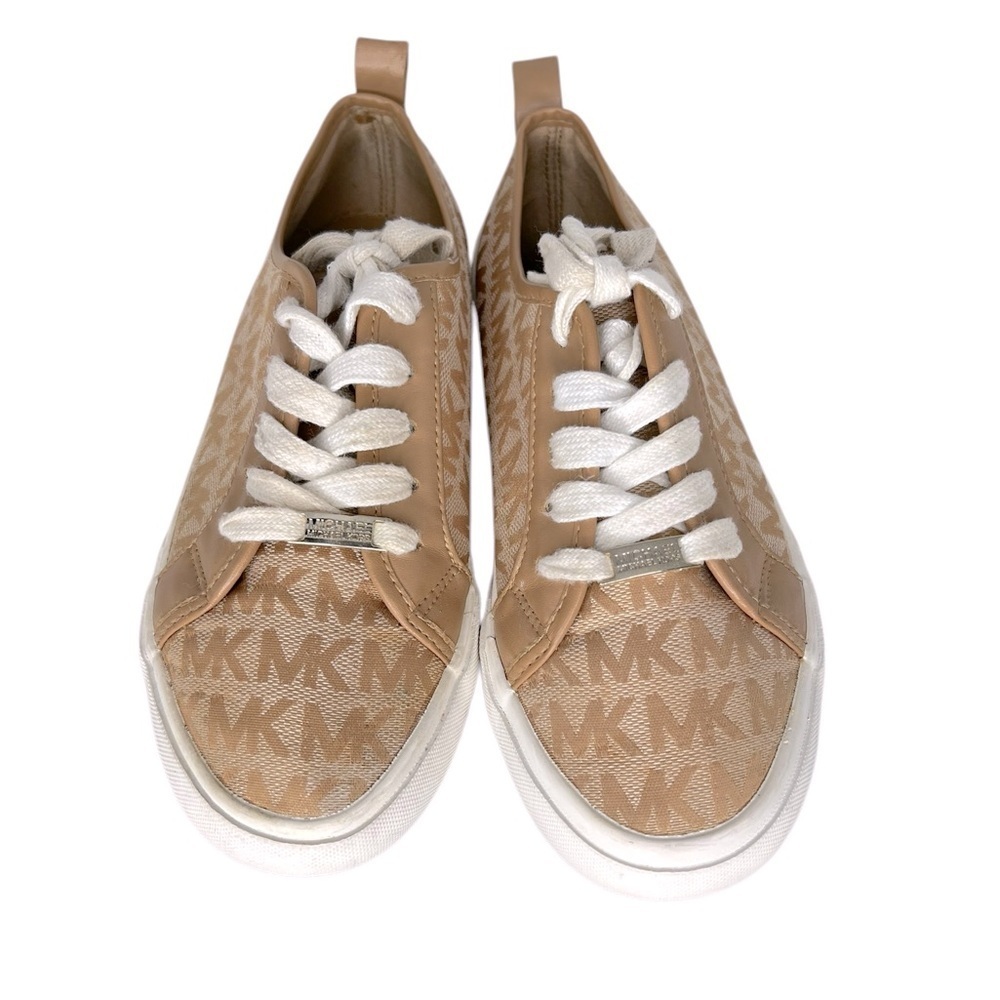 Michael Kors Tan Ashanti Monogram Logo Jacquard Sneakers, Size EU 35